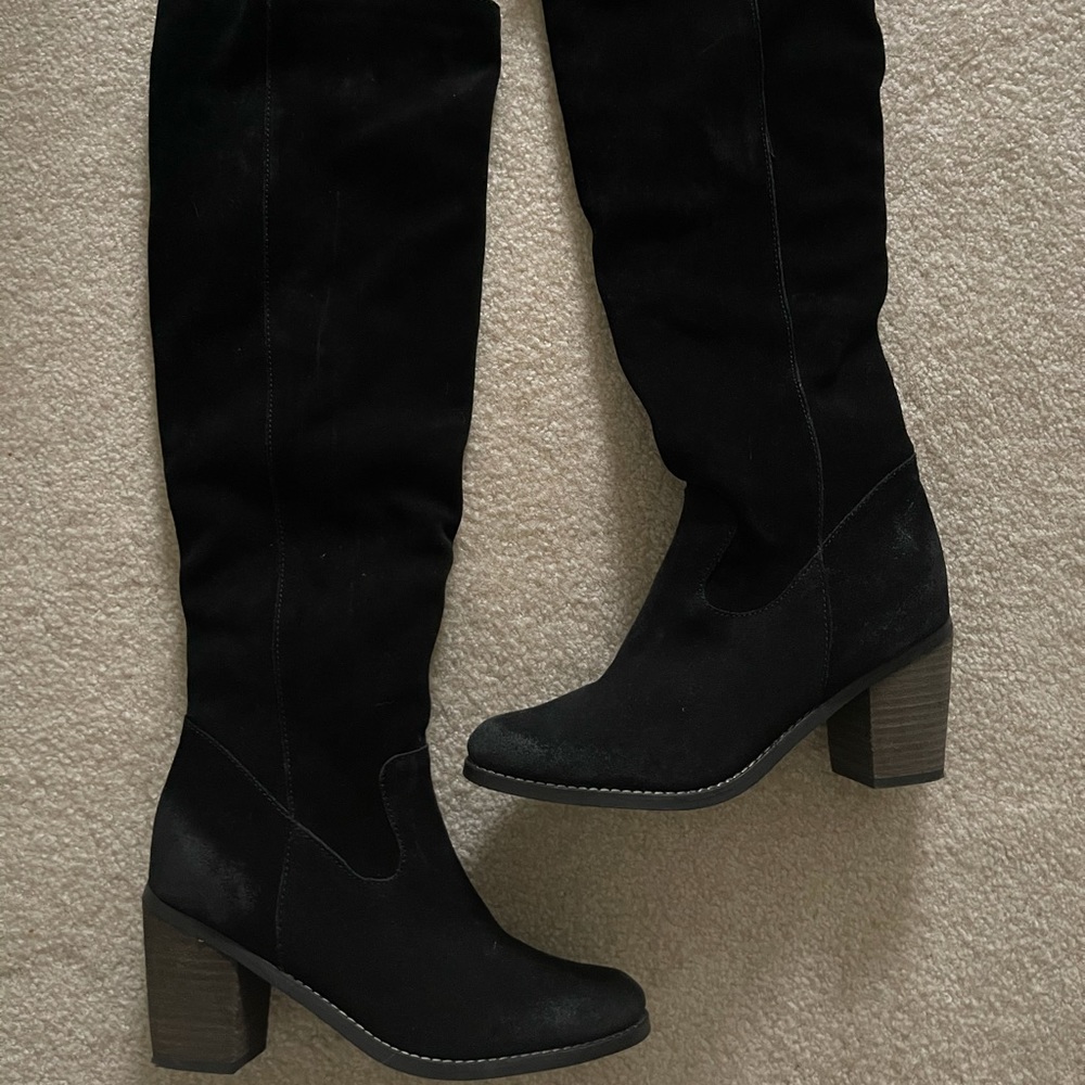 Suede knee high boots